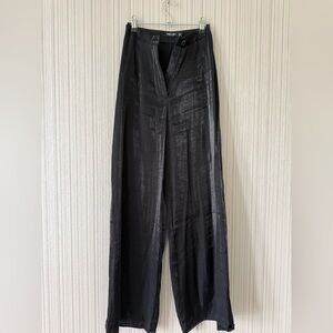 Nasty Gal Black Satin-Look Wide Leg Pants